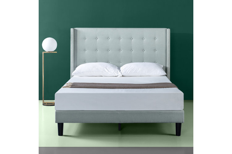 Zinus kendra upholstered wingback platform online bed